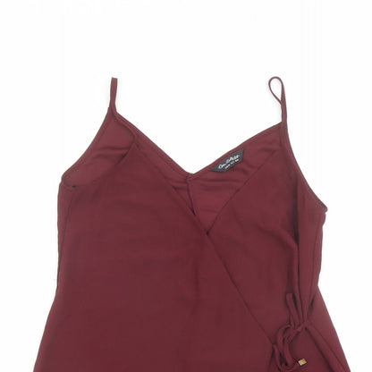 Miss Selfridge Womens Red Polyester Wrap Tank Size 10 V-Neck