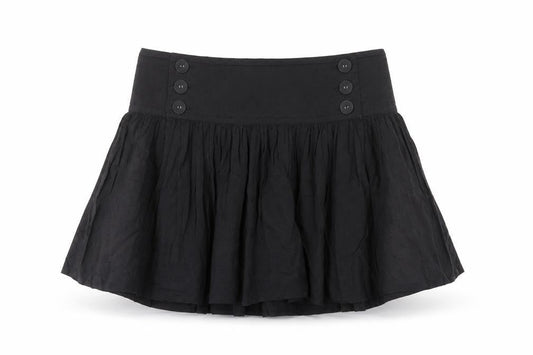 Emily and Fin Womens Black Cotton Skater Skirt Size L Button