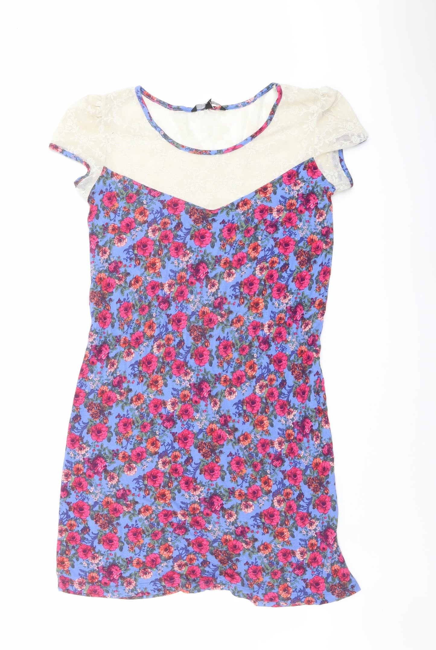 Dunnes Stores Womens Multicoloured Floral Cotton A-Line Size 18 Round Neck Pullover