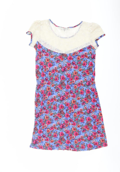 Dunnes Stores Womens Multicoloured Floral Cotton A-Line Size 18 Round Neck Pullover