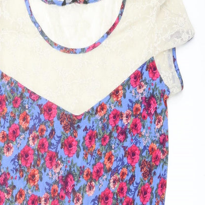 Dunnes Stores Womens Multicoloured Floral Cotton A-Line Size 18 Round Neck Pullover