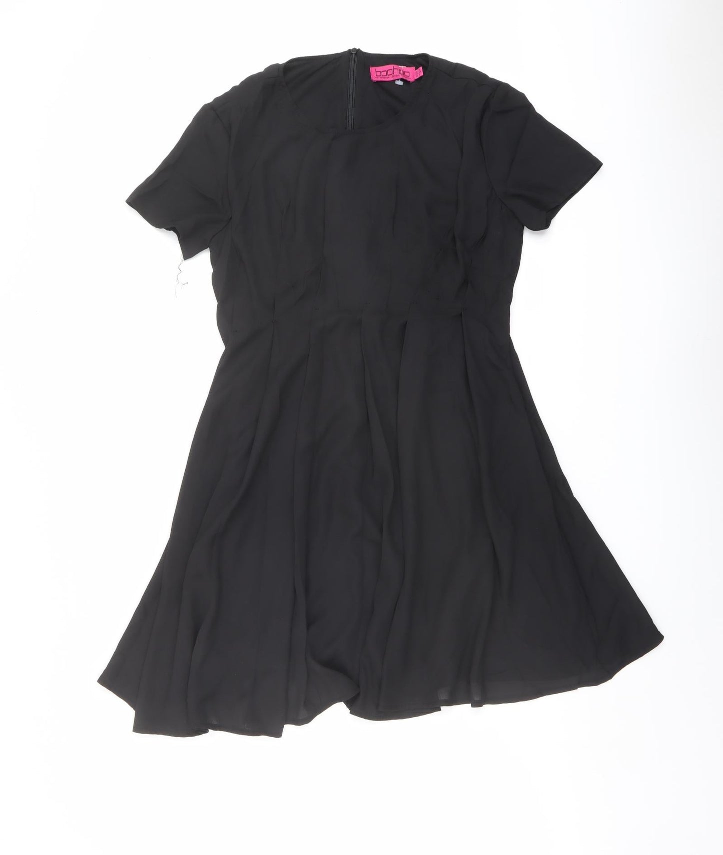 Boohoo Womens Black Polyester A-Line Size 10 Round Neck Zip