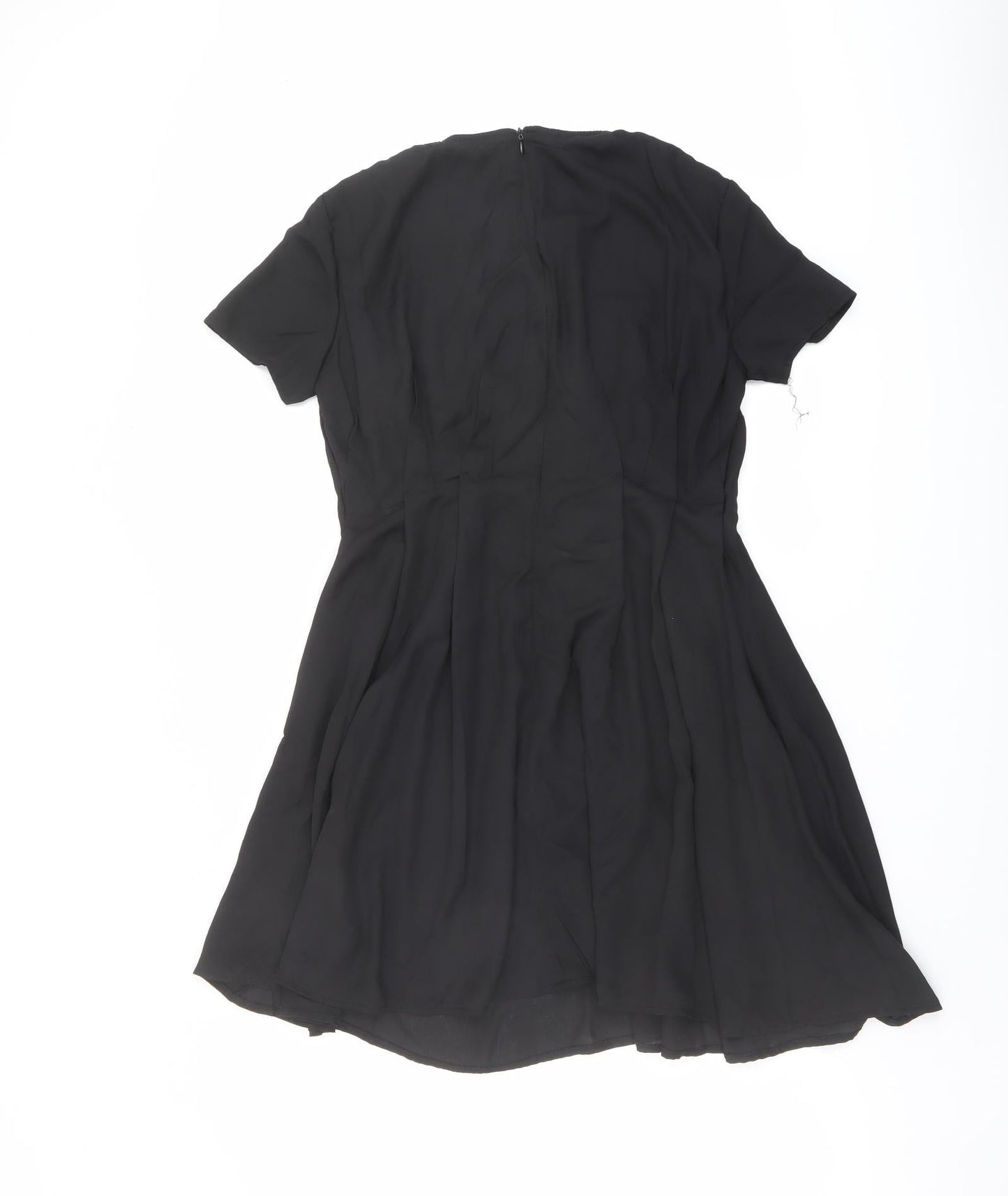 Boohoo Womens Black Polyester A-Line Size 10 Round Neck Zip