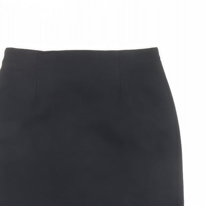 Design Essentials Womens Black Viscose Straight & Pencil Skirt Size 14 Zip