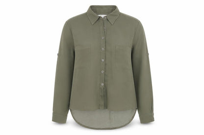 Womens UK Size 8 Cameo Rose Green Basic Button-Up