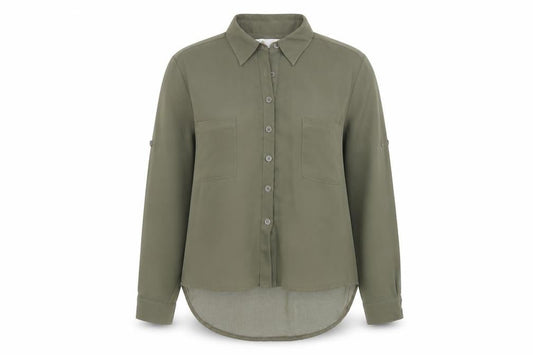 Womens UK Size 8 Cameo Rose Green Basic Button-Up