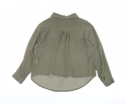 Cameo Rose Womens Green Polyester Basic Button-Up Size 8 Collared