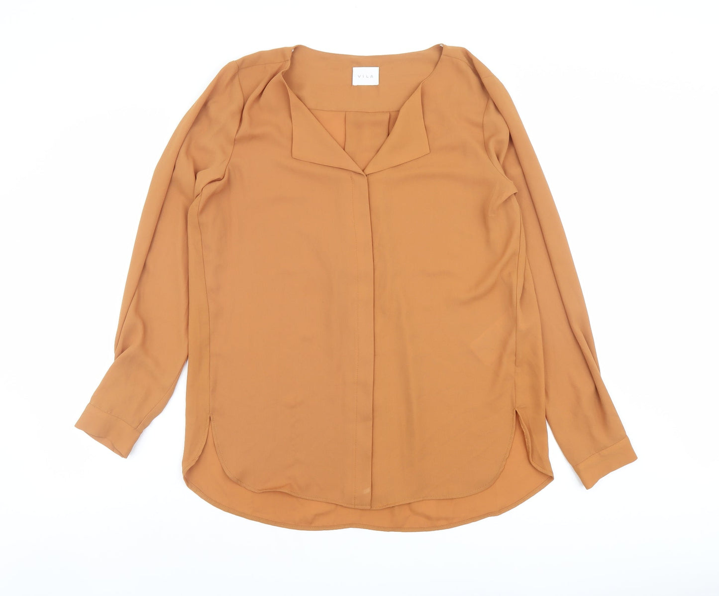 Womens UK Size L VILA Brown Basic Button-Up