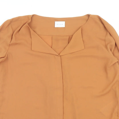 Womens UK Size L VILA Brown Basic Button-Up