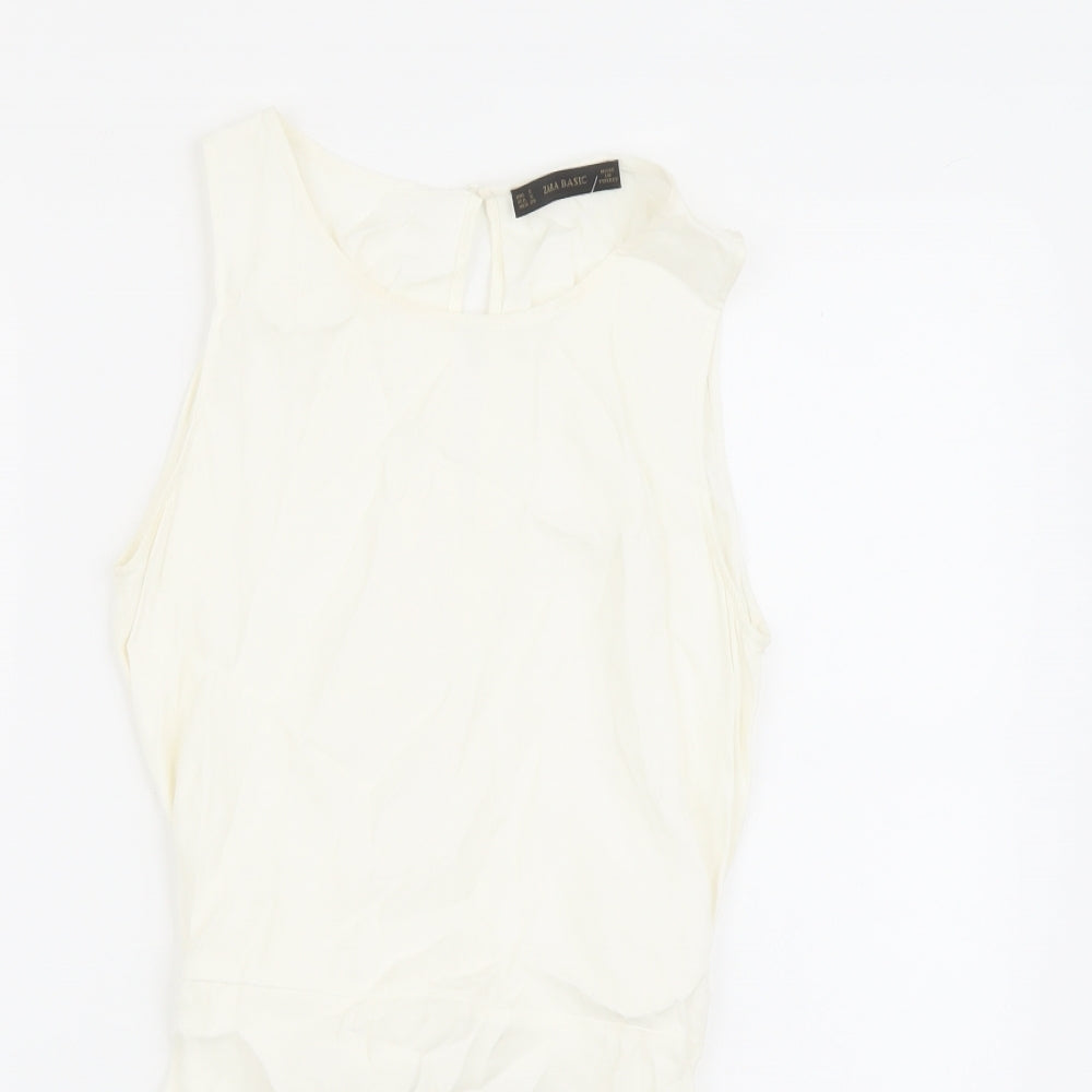 Womens UK Size S Zara Ivory Basic Tank