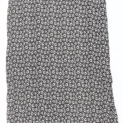 H&M Womens Beige Floral Viscose Tank Dress Size 8 Scoop Neck Pullover