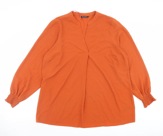 Evans Womens Pink Polyester Basic Blouse Size 18 V-Neck