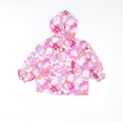Gap Girls Pink Floral Rain Coat Coat Size 2 Years Zip