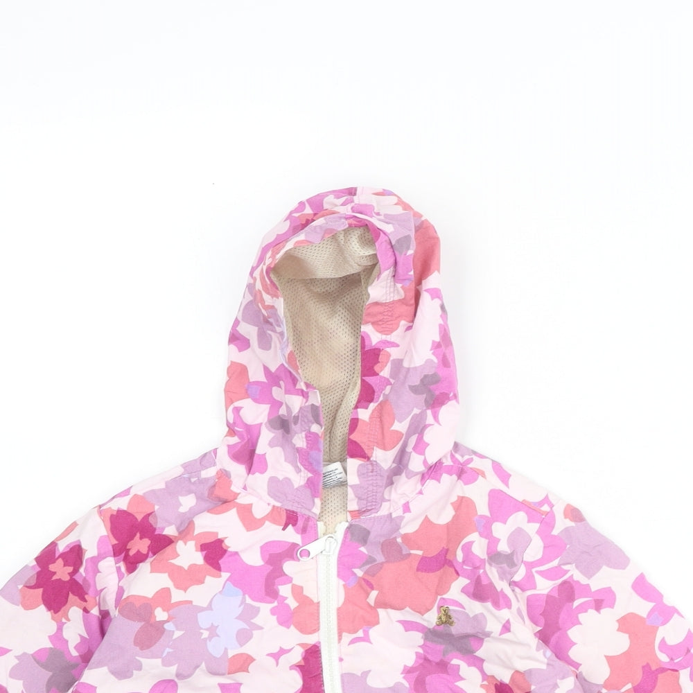Gap Girls Pink Floral Rain Coat Coat Size 2 Years Zip