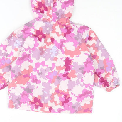 Gap Girls Pink Floral Rain Coat Coat Size 2 Years Zip