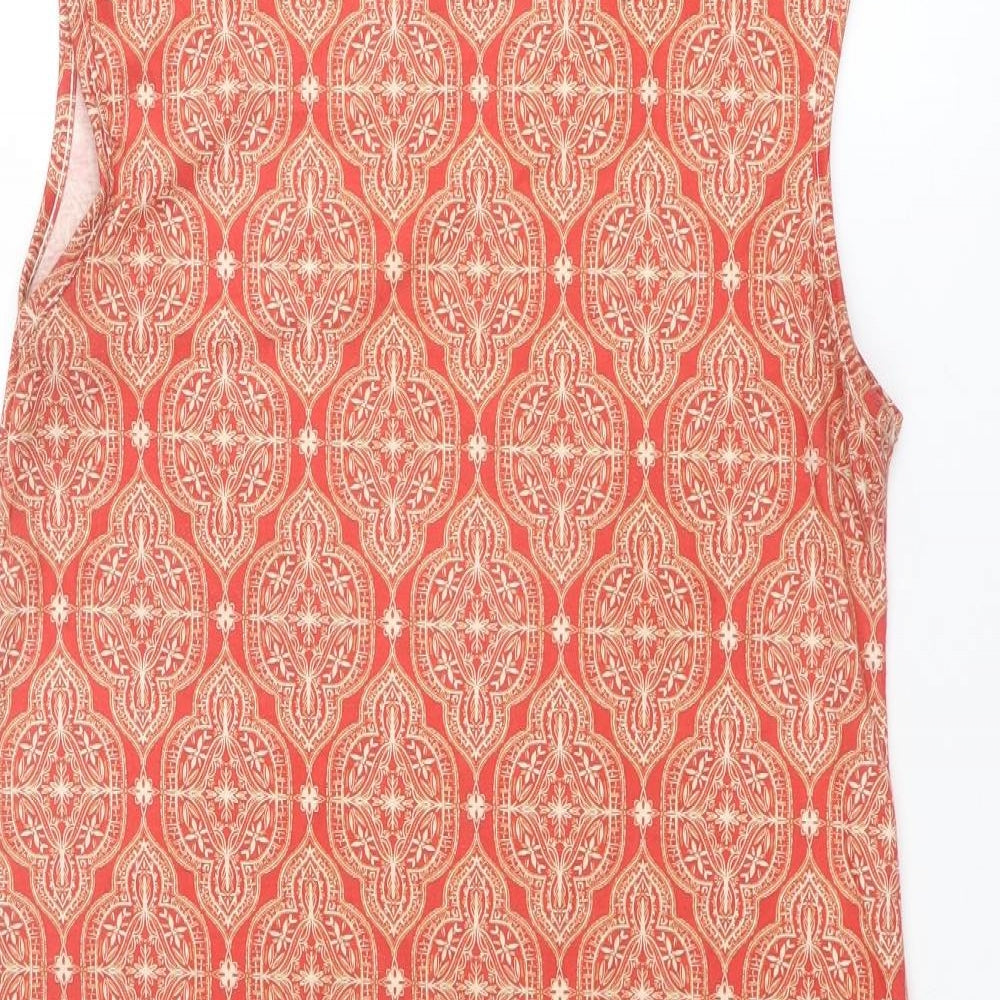 Boohoo Womens Orange Geometric Polyester Shift Size 10 Boat Neck Pullover