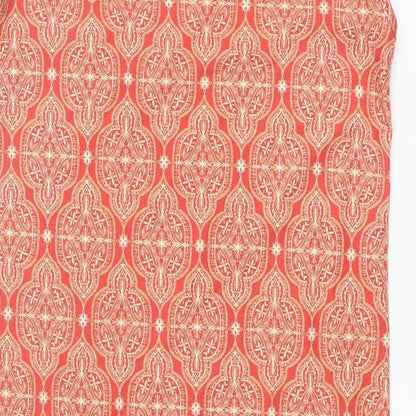 Boohoo Womens Orange Geometric Polyester Shift Size 10 Boat Neck Pullover