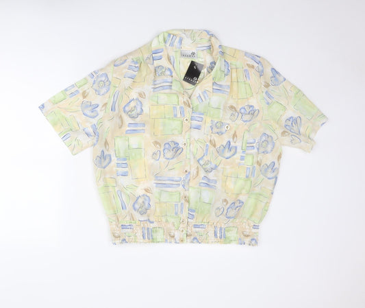 First Avenue Womens Multicoloured Geometric Polyester Basic Button-Up Size 18 Collared