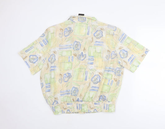 First Avenue Womens Multicoloured Geometric Polyester Basic Button-Up Size 18 Collared