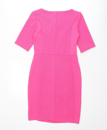 Dorothy Perkins Womens Pink Polyester Shift Size 8 Boat Neck Pullover