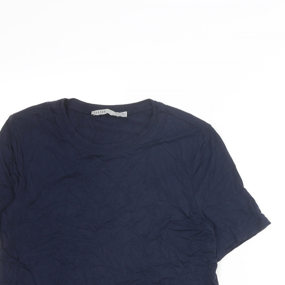 Womens UK Size S Oasis Blue Basic T-Shirt