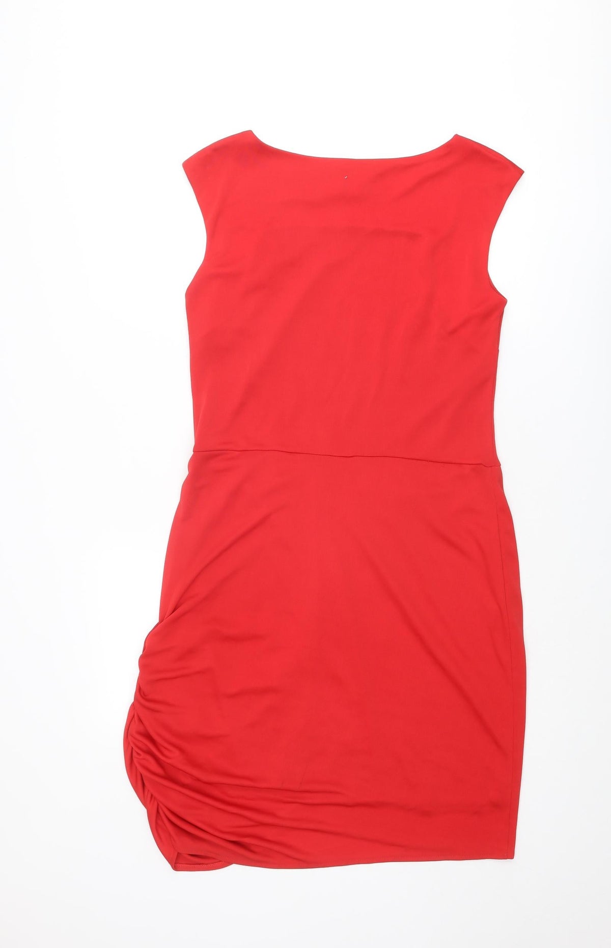Zara Womens Red Polyester Shift Size L Boat Neck Pullover