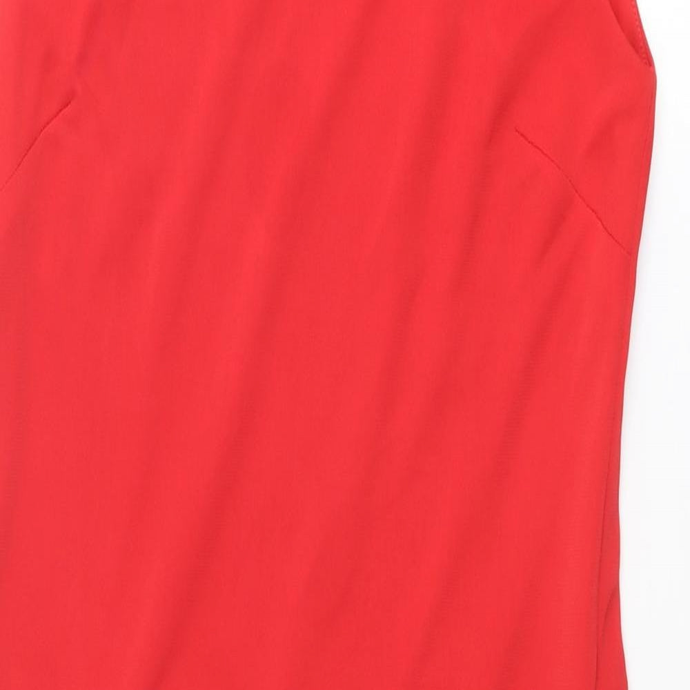 Zara Womens Red Polyester Shift Size L Boat Neck Pullover