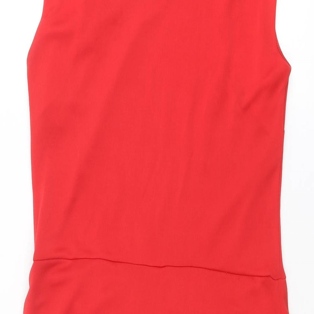 Zara Womens Red Polyester Shift Size L Boat Neck Pullover