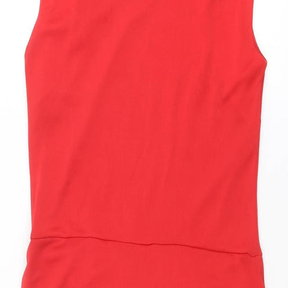 Zara Womens Red Polyester Shift Size L Boat Neck Pullover