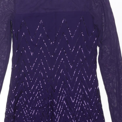Principles Womens Purple Geometric Polyester Shift Size 8 Boat Neck Zip