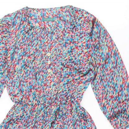 House of Queens Womens Multicoloured Geometric Polyester A-Line Size M Crew Neck Pullover