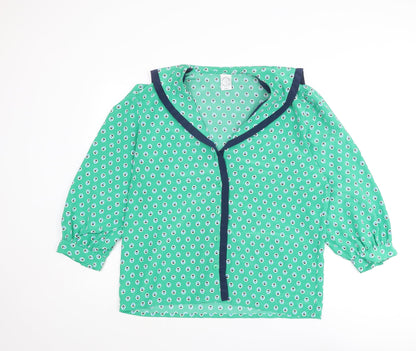 Womens UK Size 14 Country Casuals Green Basic Button-Up