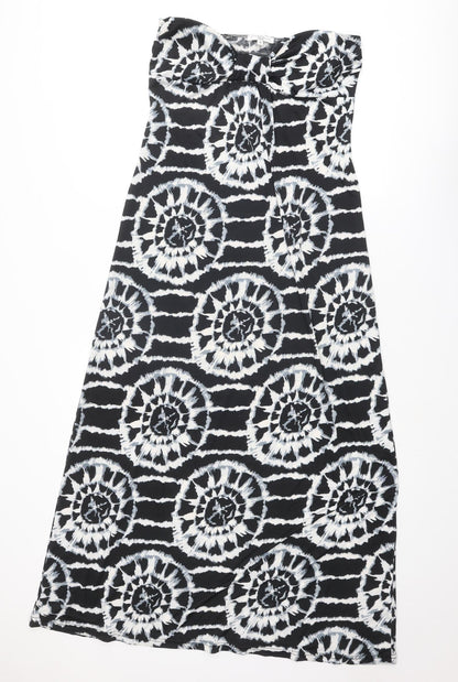 New Look Womens Black Geometric Polyester Maxi Size M Sweetheart Pullover - Strapless