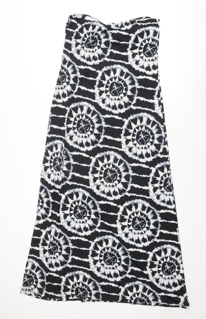New Look Womens Black Geometric Polyester Maxi Size M Sweetheart Pullover - Strapless