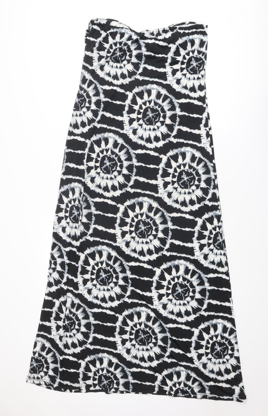 New Look Womens Black Geometric Polyester Maxi Size M Sweetheart Pullover - Strapless
