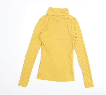 Womens UK Size 6 New Look Yellow Basic T-Shirt