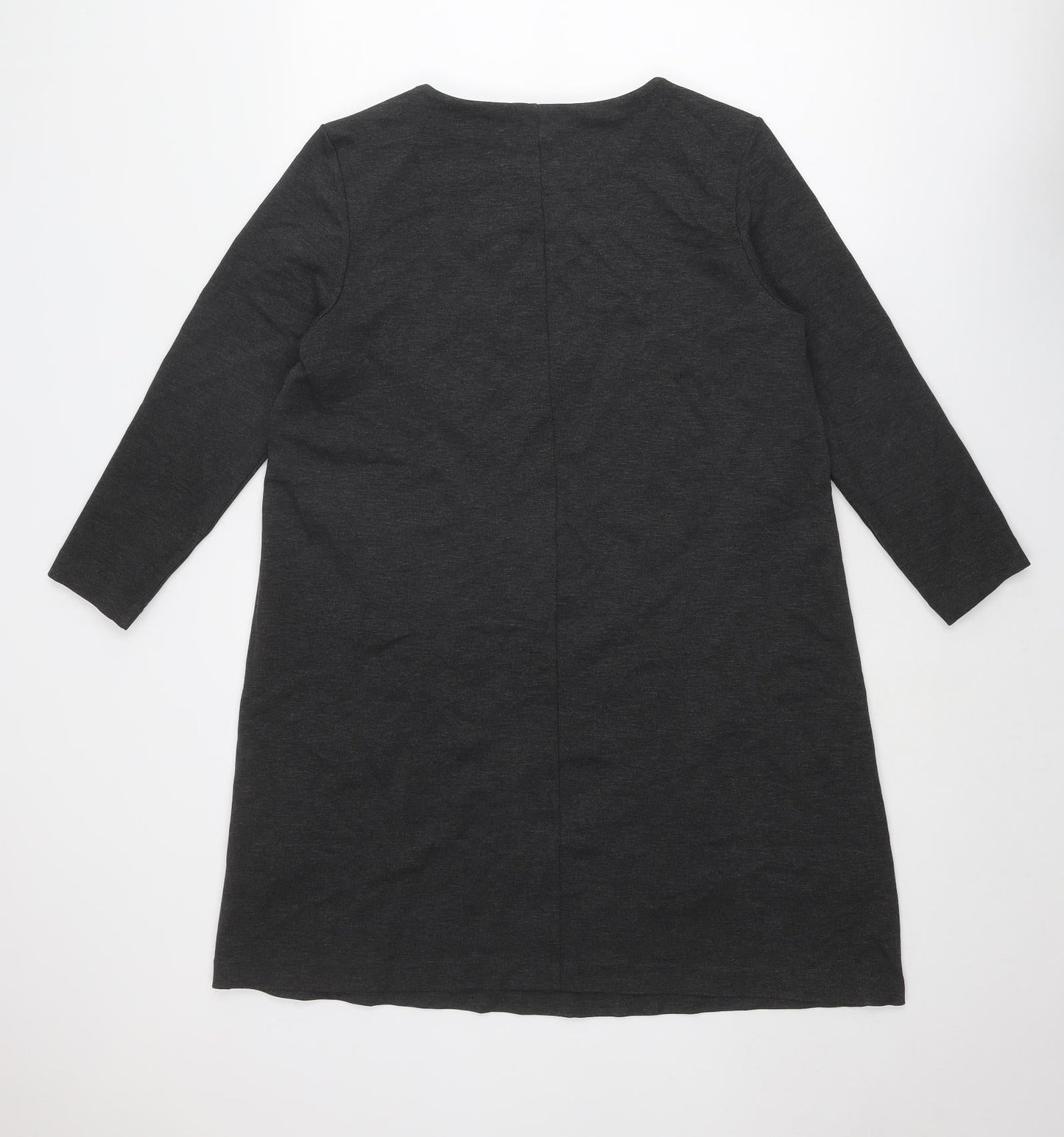 H&M Womens Grey Polyester Shift Size L Round Neck Pullover