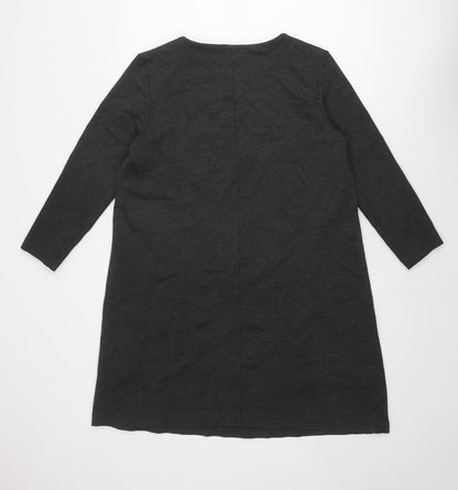 H&M Womens Grey Polyester Shift Size L Round Neck Pullover
