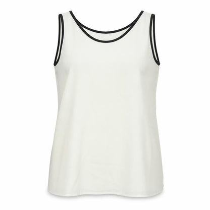 Bassini Womens Ivory Polyester Basic Tank Size 16 Round Neck