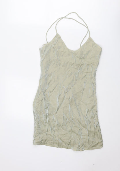 Goldie Womens Beige Polyester Mini Size M Scoop Neck Zip