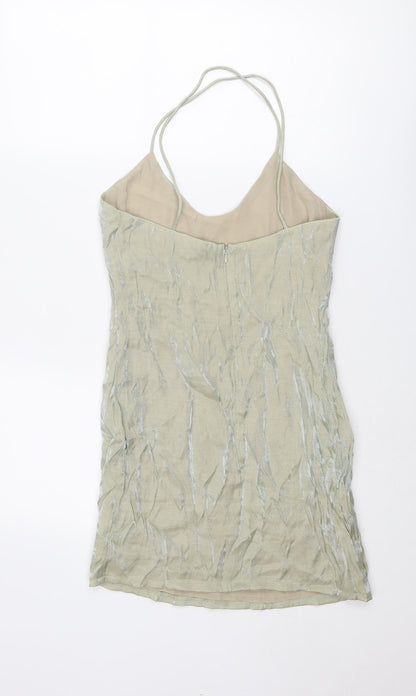Goldie Womens Beige Polyester Mini Size M Scoop Neck Zip
