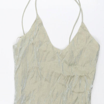 Goldie Womens Beige Polyester Mini Size M Scoop Neck Zip