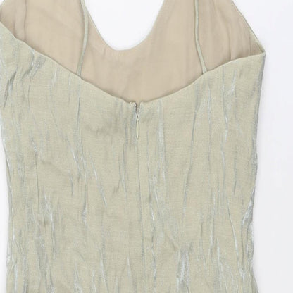 Goldie Womens Beige Polyester Mini Size M Scoop Neck Zip