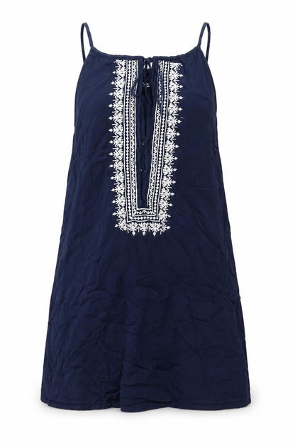 Quiz Womens Blue Cotton Tank Dress Size S Round Neck Tie - Size S-M