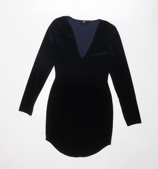 Missguided Womens Blue Polyester Shift Size 6 V-Neck Pullover