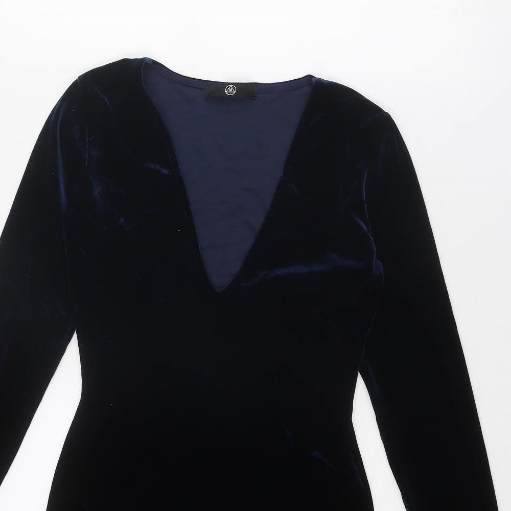 Missguided Womens Blue Polyester Shift Size 6 V-Neck Pullover