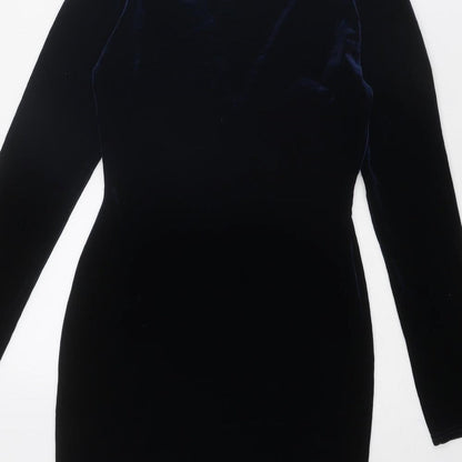 Missguided Womens Blue Polyester Shift Size 6 V-Neck Pullover