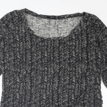 Odel.lk Womens Black Geometric Viscose Basic T-Shirt Size XL Round Neck