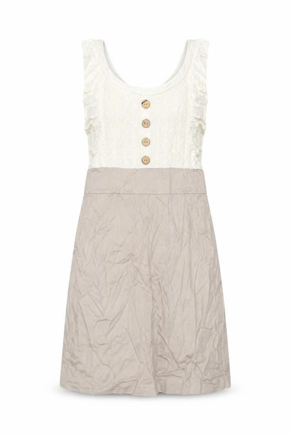 TFNC Womens Beige Cotton Tank Dress Size 10 Scoop Neck Zip - Lace Details