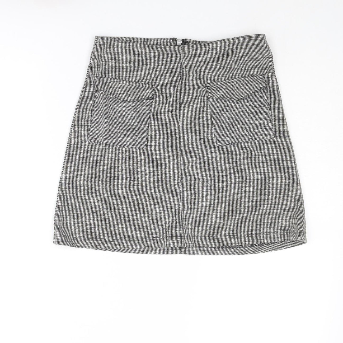 Miss Selfridge Womens Grey Geometric Polyester A-Line Skirt Size 8 Zip